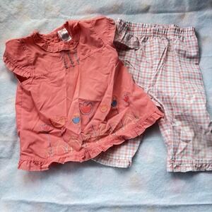 Fisher Price Shirt And Pants Girl 3T Pink Floral Embroidered Cotton Vintage 80's